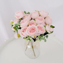 Load image into Gallery viewer, 1 Bouquet 9 heads Artificial Flowers Peony Tea Rose Autumn Silk Fake Flowers for DIY Living Room Home Garden Wedding Decoration - PerfectWeddingShop
