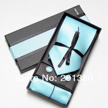 Afbeelding in Gallery-weergave laden, 2019 Fashion Wide Tie Sets Men&#39;s Neck Tie Hankerchiefs Cufflinks 10 colours Box gift polyester handmade - PerfectWeddingShop
