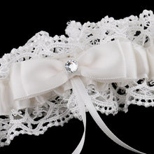Load image into Gallery viewer, Beige Lace Bowknot Rhinestone Wedding Garter Gift Bride Bridesmaid Accessory - PerfectWeddingShop
