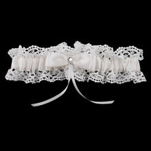 Load image into Gallery viewer, Beige Lace Bowknot Rhinestone Wedding Garter Gift Bride Bridesmaid Accessory - PerfectWeddingShop
