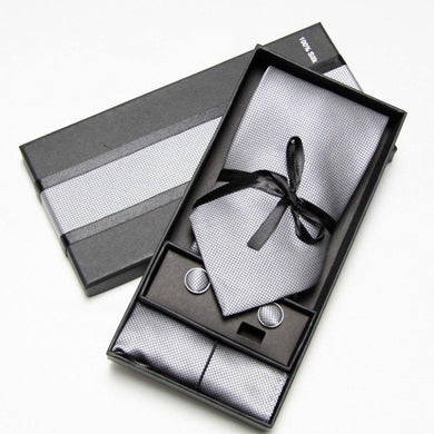 2019 Fashion Wide Tie Sets Men's Neck Tie Hankerchiefs Cufflinks 10 colours Box gift polyester handmade - PerfectWeddingShop
